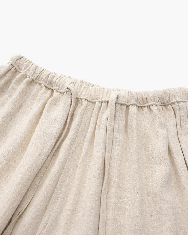 Men's Slim Fit Linen Trousers with Drawstring Waist