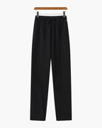 Men's Slim Fit Linen Trousers with Drawstring Waist - Black