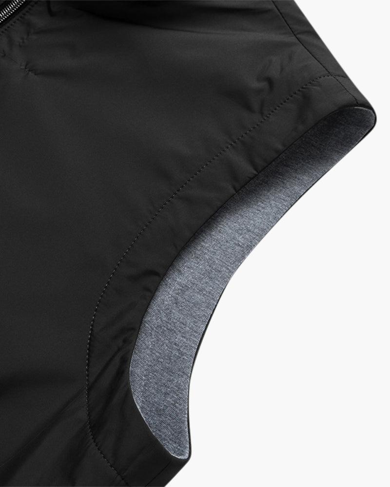 Men's Slim Fleece-Lined Vest with Stand Collar and Zip Front