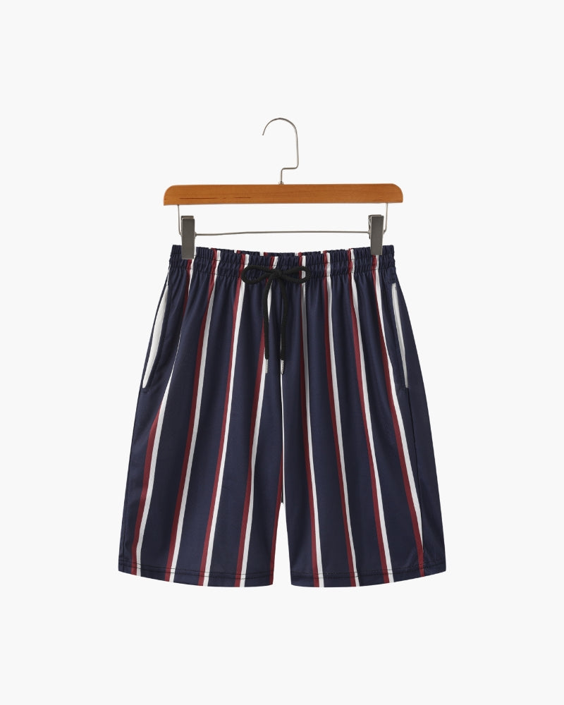 Men's Striped Swim Briefs with Drawstring Waistband - Black