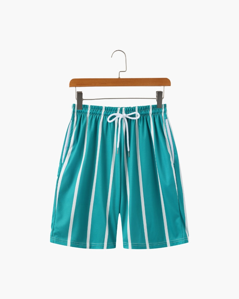 Men's Striped Swim Briefs with Drawstring Waistband - Green