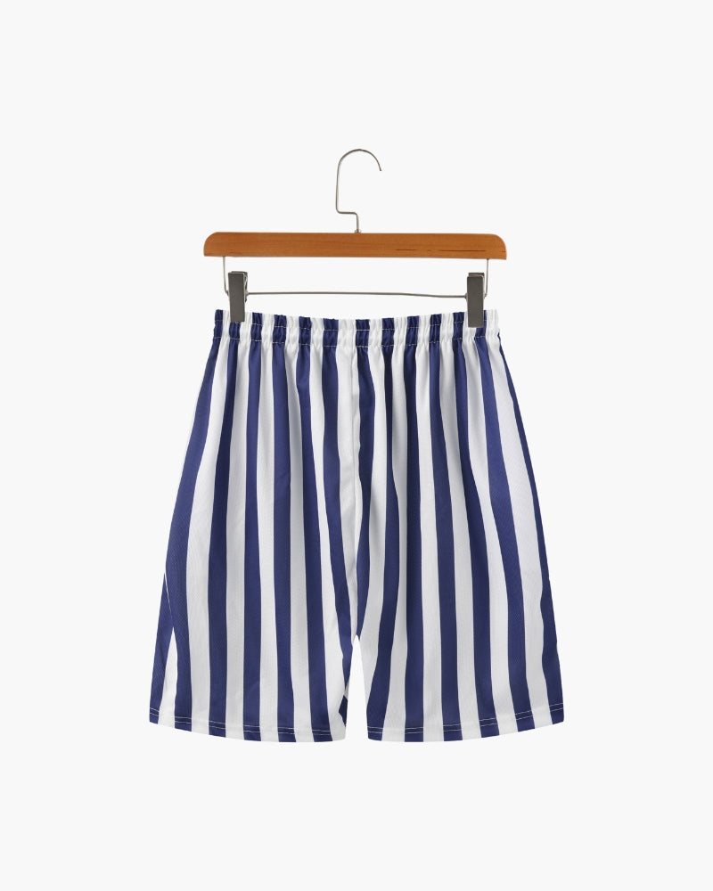 Men's Striped Swim Briefs with Drawstring Waistband
