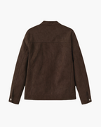 Men's Suede Jacket with Zip Front and Classic Collar