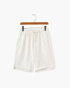 Men's Tailored Court Shorts with Above-Knee Fit and Side Pockets - White