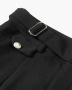 Men's Tailored Shorts with Side Buckle Adjusters and Pleats
