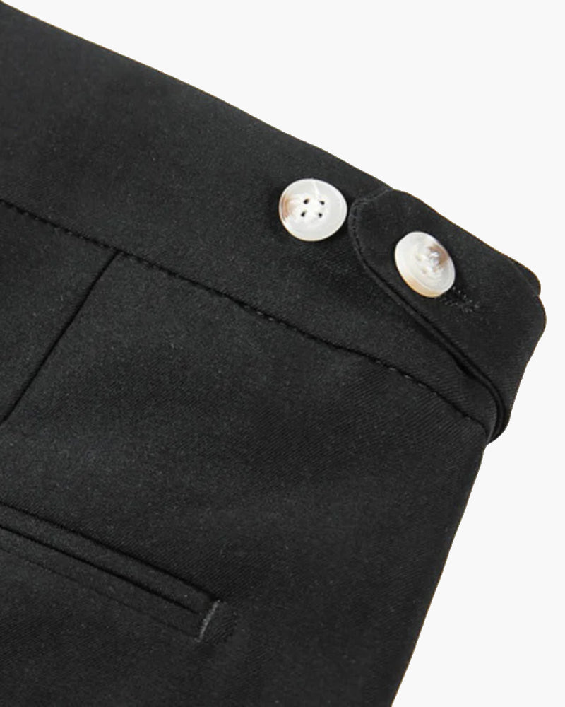 Men's Tailored Shorts with Side Buckle Adjusters and Pleats