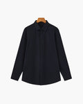 Men's Tailored Stretch Cotton Shirt with Spread Collar - Black