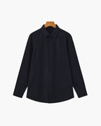 Men's Tailored Stretch Cotton Shirt with Spread Collar - Black
