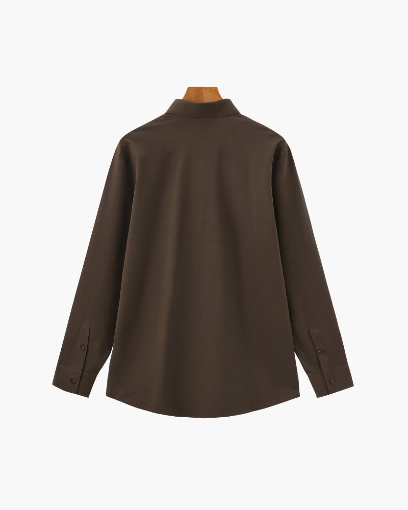 Men's Tailored Stretch Cotton Shirt with Spread Collar