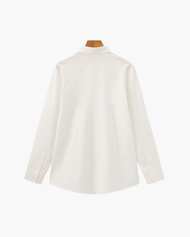 Men's Tailored Stretch Cotton Shirt with Spread Collar