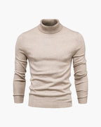 Men's Tailored Turtleneck Sweater in Viscose Blend - Beige