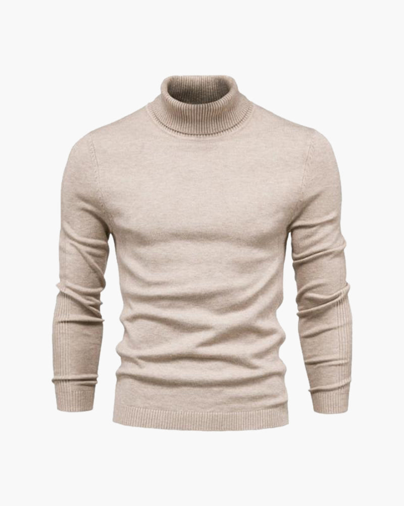 Men's Tailored Turtleneck Sweater in Viscose Blend - Beige