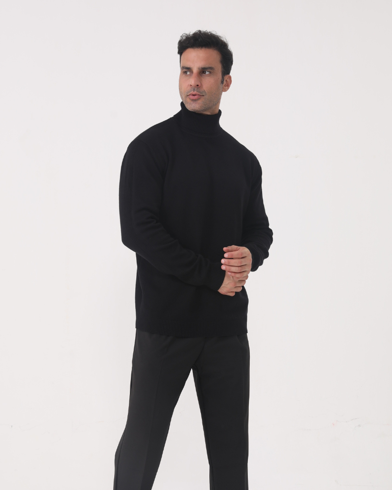 Men's Tailored Turtleneck Sweater in Viscose Blend
