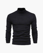 Men's Tailored Turtleneck Sweater in Viscose Blend - Black