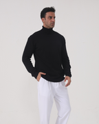 Men's Tailored Turtleneck Sweater in Viscose Blend