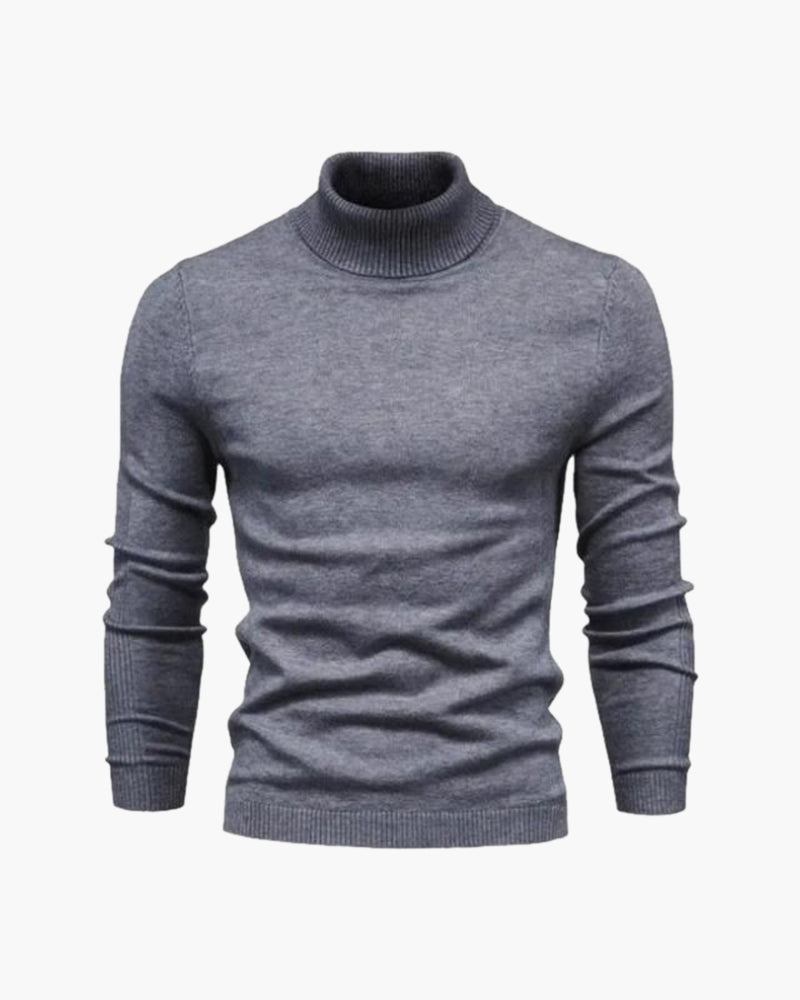 Men's Tailored Turtleneck Sweater in Viscose Blend - Gray