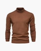Men's Tailored Turtleneck Sweater in Viscose Blend - Brown