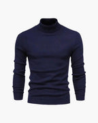 Men's Tailored Turtleneck Sweater in Viscose Blend - Navy