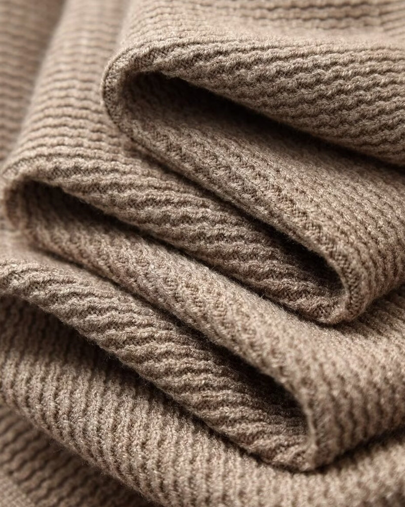 Men's Textured Knit Polo Sweater with Open Collar