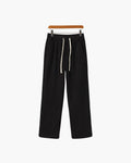 Men's Velvet Corduroy Trousers with Drawstring Waist - Black