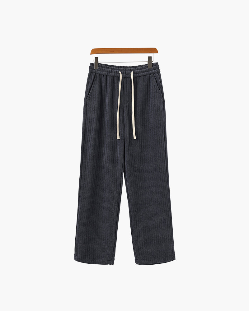Men's Velvet Corduroy Trousers with Drawstring Waist - Gray