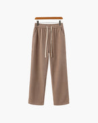 Men's Velvet Corduroy Trousers with Drawstring Waist - Nude