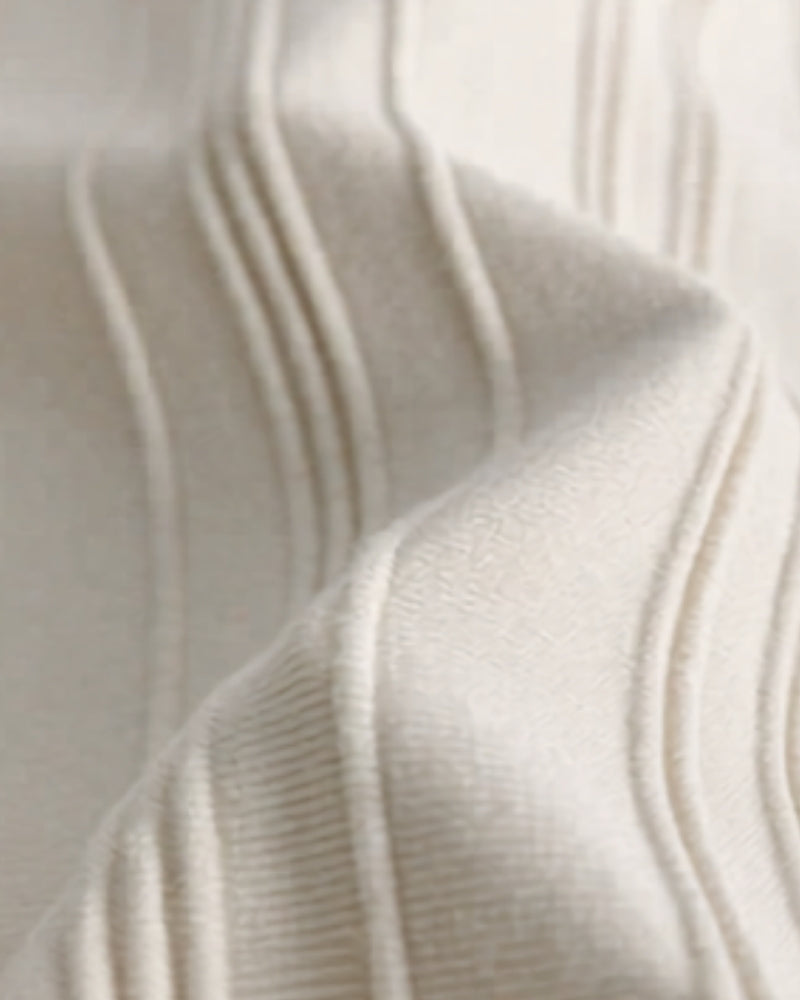 Men's Vertical Rib Knit Polo with Zip-Up Collar