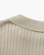 Men's Vertical Ribbed Knit Polo with Relaxed Fit