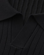 Men's Vertical Ribbed Knit Polo with Relaxed Fit