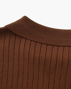 Men's Vertical Ribbed Knit Polo with Relaxed Fit