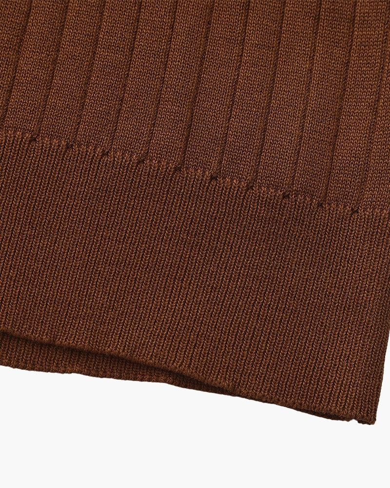 Men's Vertical Ribbed Knit Polo with Relaxed Fit