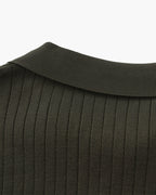 Men's Vertical Ribbed Knit Polo with Relaxed Fit