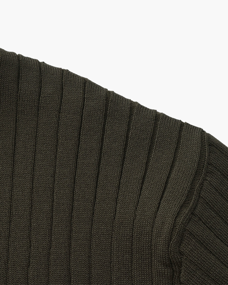 Men's Vertical Ribbed Knit Polo with Relaxed Fit