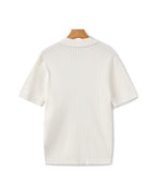 Men's Vertical Ribbed Knit Polo with Relaxed Fit