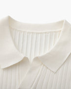 Men's Vertical Ribbed Knit Polo with Relaxed Fit