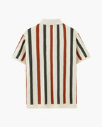 Men's Vertical Stripe Knit Polo with Open Camp Collar