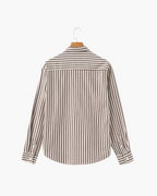 Men's Vertical Stripe Long Sleeve Shirt with Structured Collar