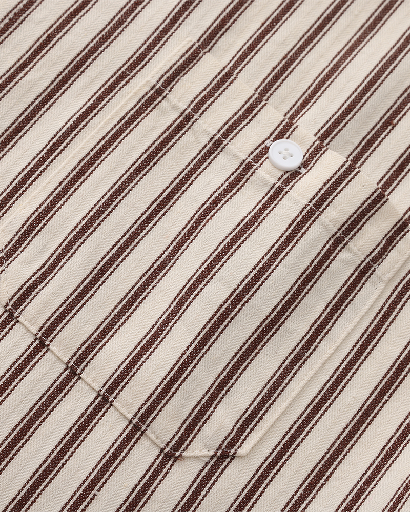 Men's Vertical Stripe Long Sleeve Shirt with Structured Collar