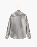 Men's Vertical Stripe Long Sleeve Shirt with Structured Collar