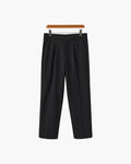 Men's Wide Fit Trousers with Pleats and Elasticated Back Waist - Black