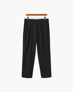 Men's Wide Fit Trousers with Pleats and Elasticated Back Waist - Black