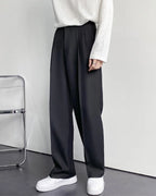 Men's Wide Fit Trousers with Pleats and Elasticated Back Waist