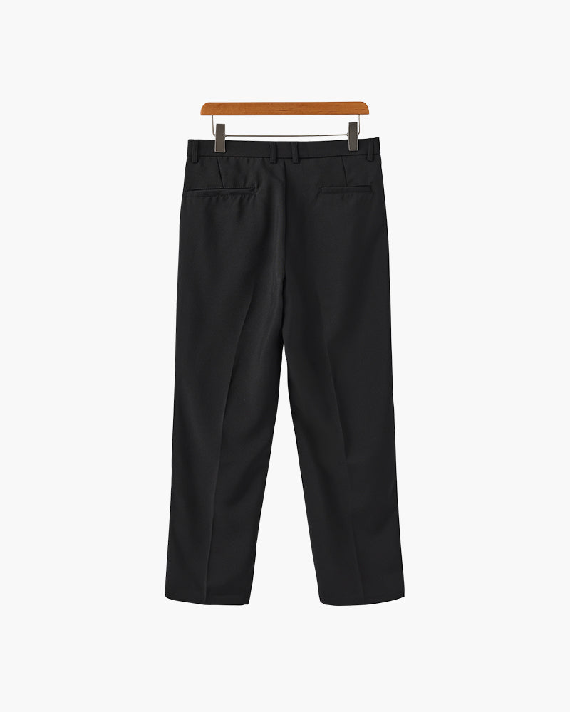 Men's Wide Fit Trousers with Pleats and Elasticated Back Waist