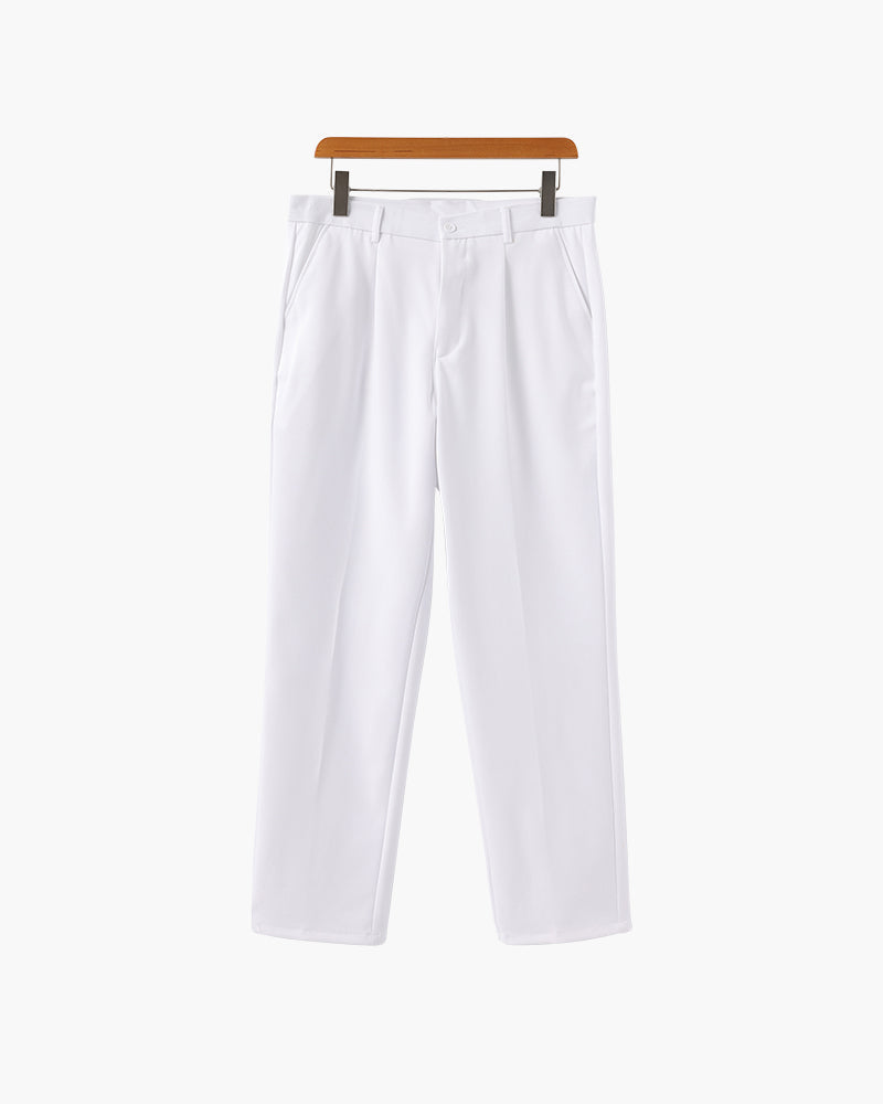 Men's Wide Fit Trousers with Pleats and Elasticated Back Waist