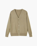 Men's Wool Button Sweater Vest with V Neckline - Beige