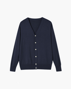 Men's Wool Button Sweater Vest with V Neckline - Navy