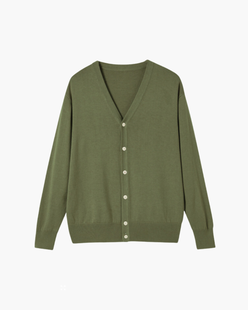 Men's Wool Button Sweater Vest with V Neckline - Green
