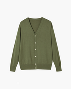 Men's Wool Button Sweater Vest with V Neckline - Green