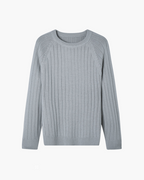 Men's Wool Crew Neck Sweater with Clean Lines - Gray