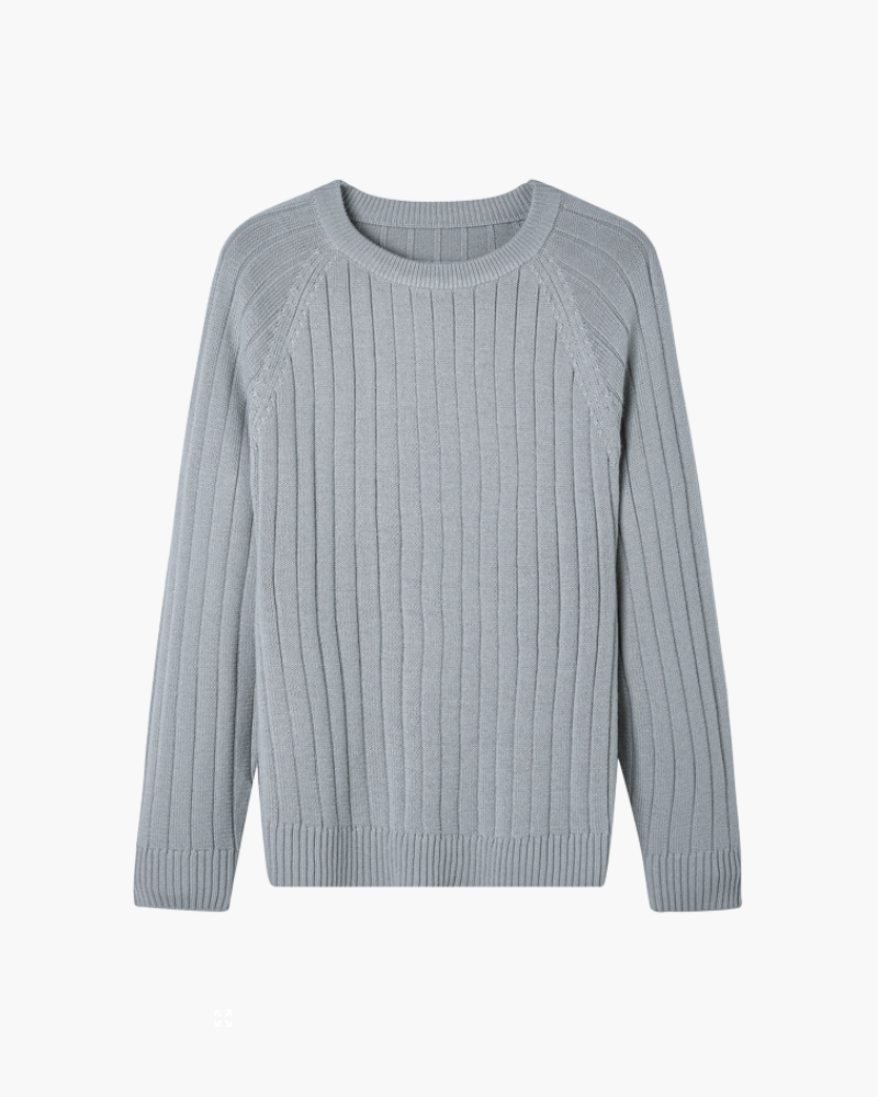 Men's Wool Crew Neck Sweater with Clean Lines - Gray